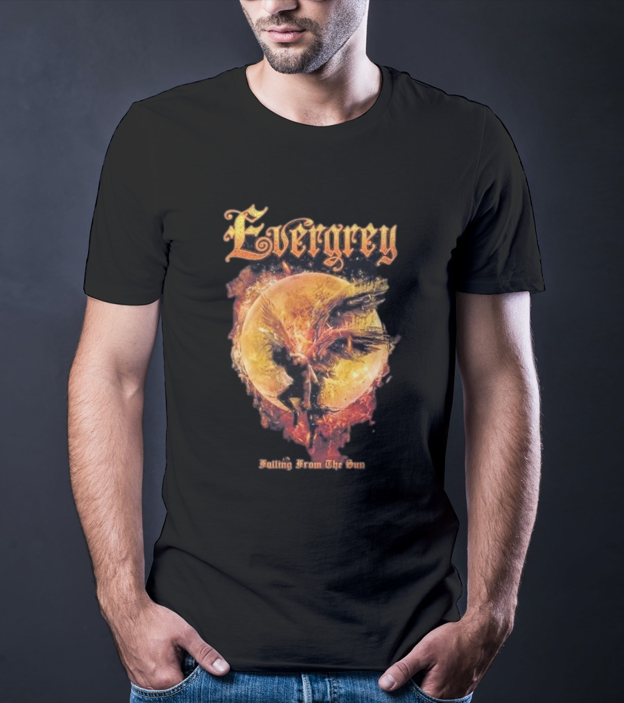 Evergrey Falling From The Sun Celestial Figure And Fiery Orb T-Shirt