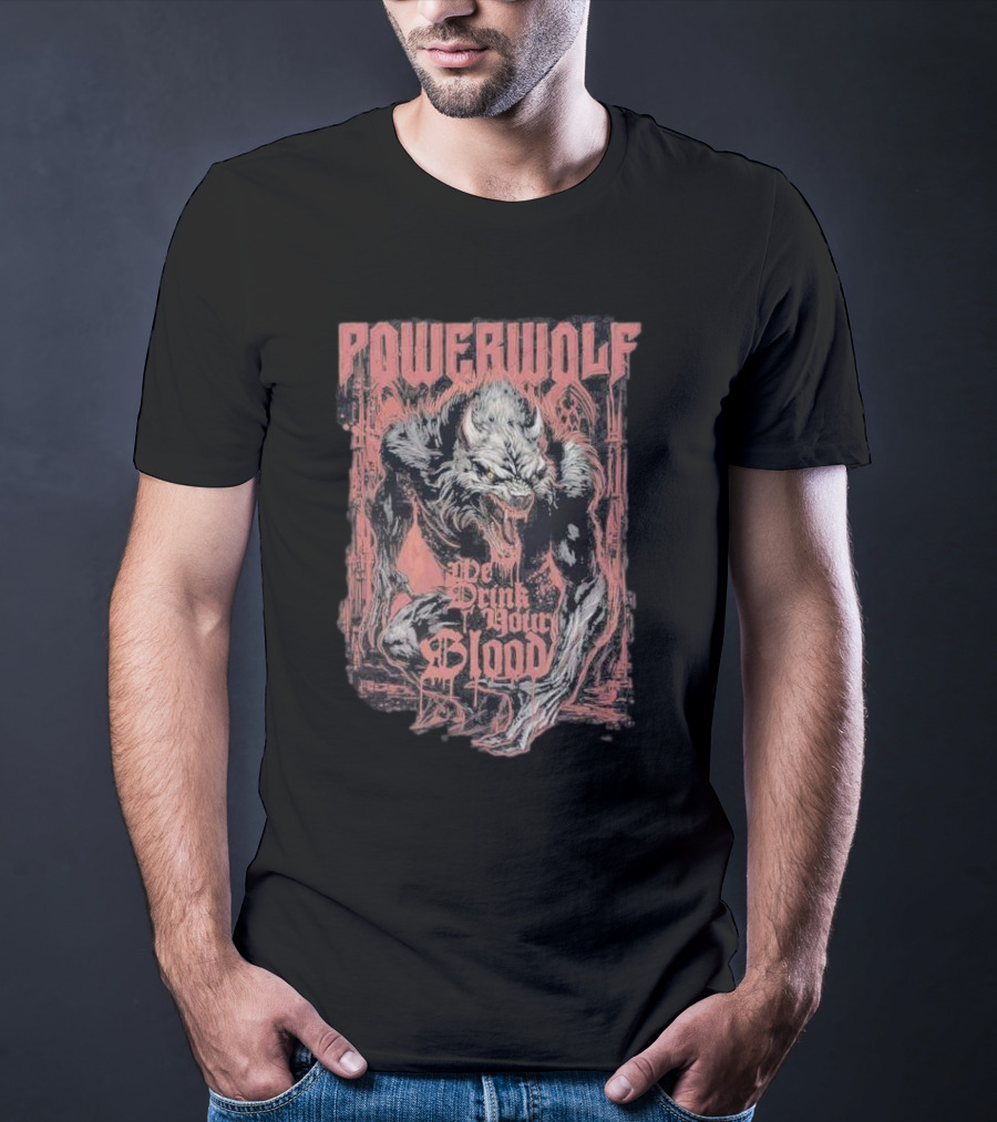 Powerwolf We Drink Your Blood Gothic Werewolf T-Shirt