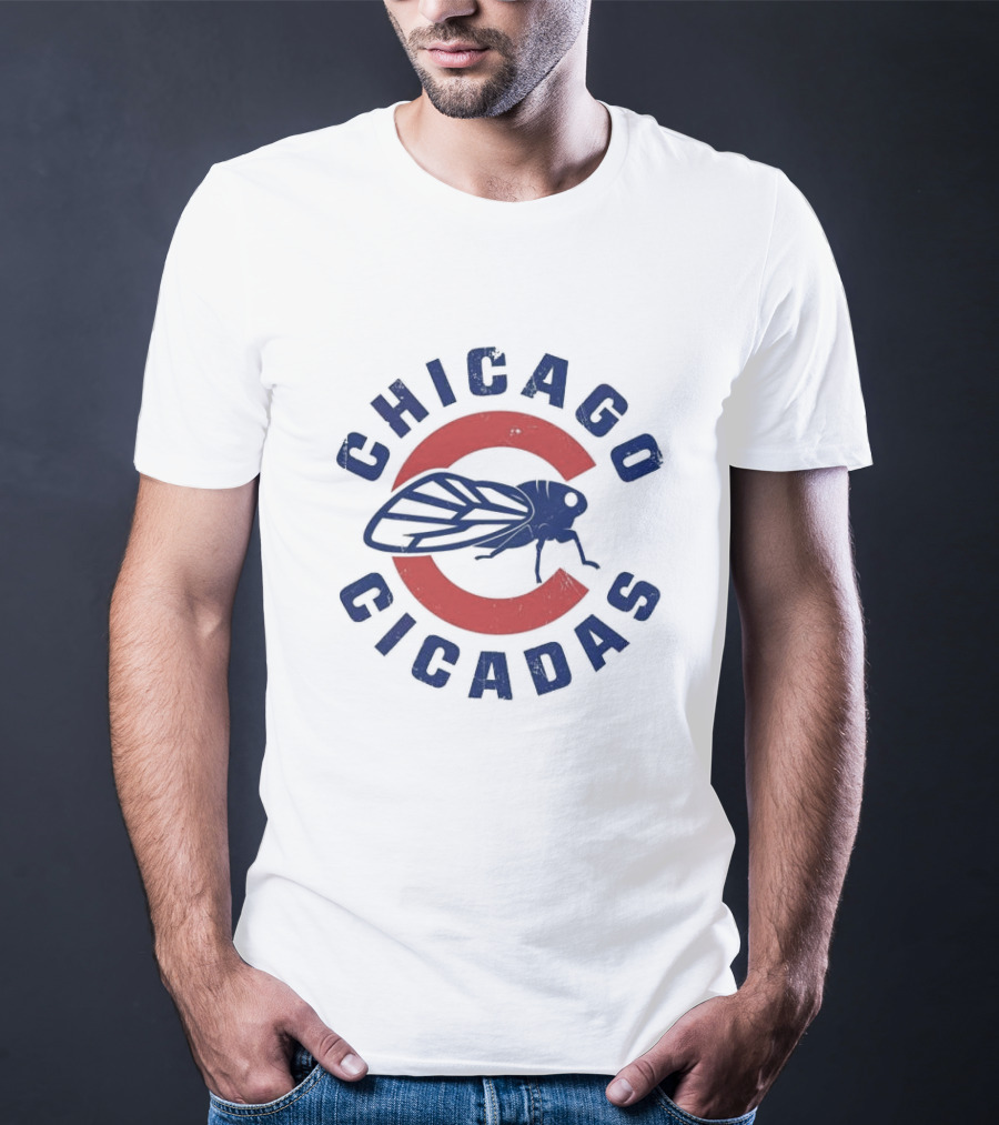 Chicago Cicadas Baseball Team Vintage Logo Icon With Red C And Large Cicada T-Shirt