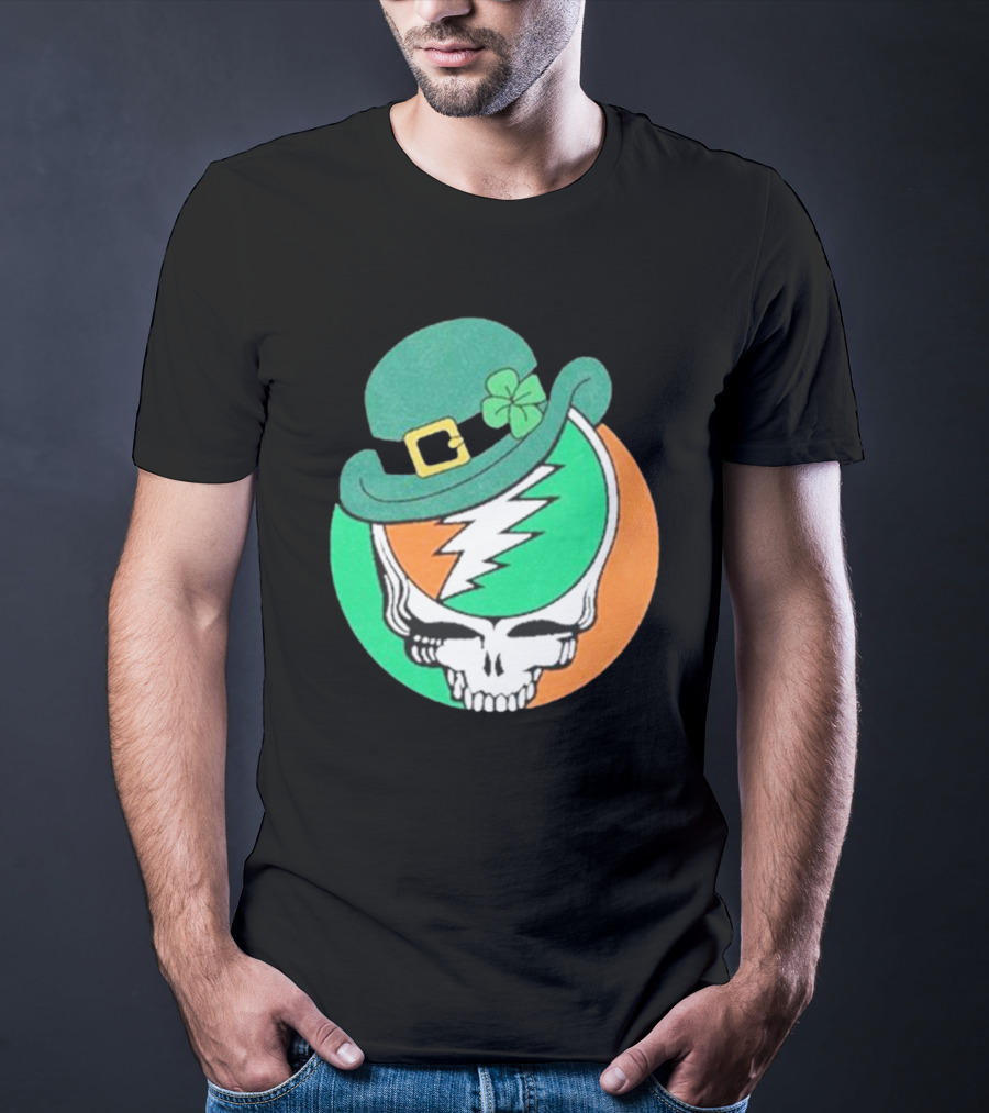 Happy St. Patrick’s Dead And Company Limited Skull In Shamrock Hat With Lightning Bolt T-Shirt