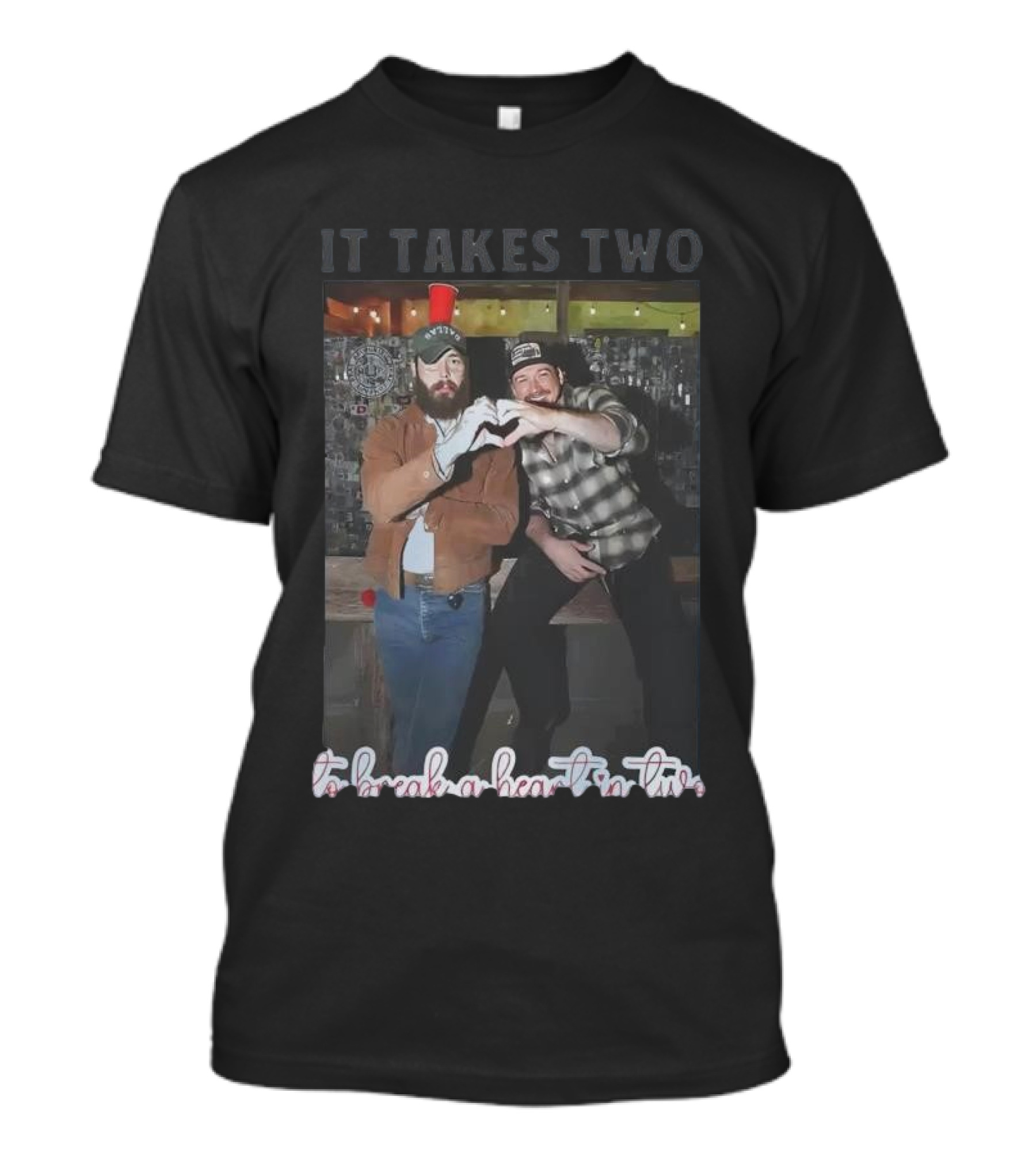 Post Malone Morgan Wallen It Takes Two To Break A Heart In Two Heart Gesture T-Shirt