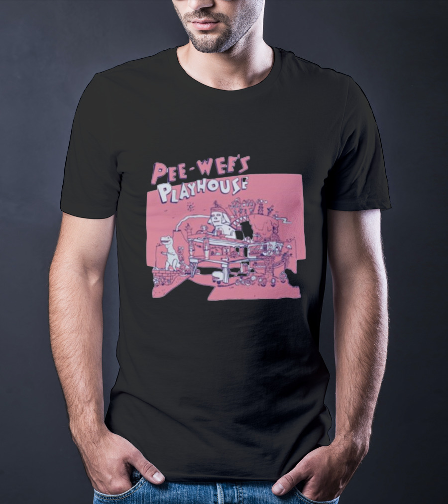 Pee-Wee's Playhouse Retro Rad Dinosaur Sphinx And Castle Scene T-Shirt