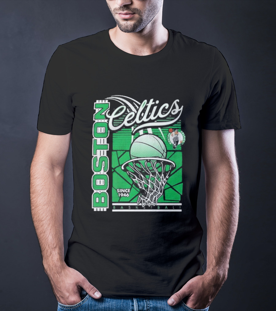 Boston Celtics Basketball Since 1946 Tri-Blend Sportiqe Comfy T-Shirt