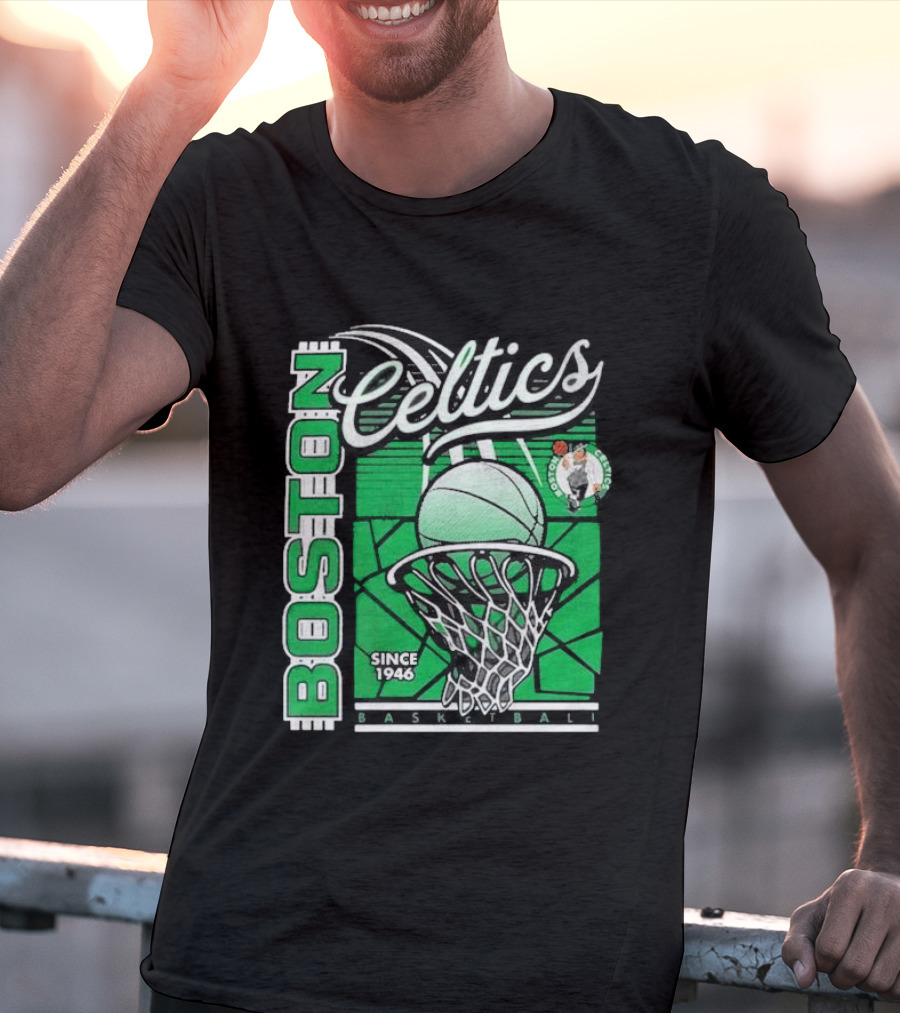Boston Celtics Basketball Since 1946 Tri-Blend Sportiqe Comfy T-Shirt
