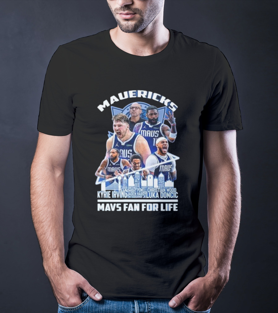 Mavericks Mavs Fan For Life Luka Doncic Kyrie Irving Dwight Powell Christian Wood Josh Green Jaden Hardy Skyline T-Shirt