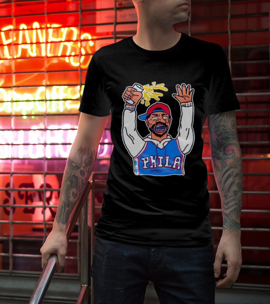 PHILA Basketball Fan With Drink And Raised Hand T-Shirt