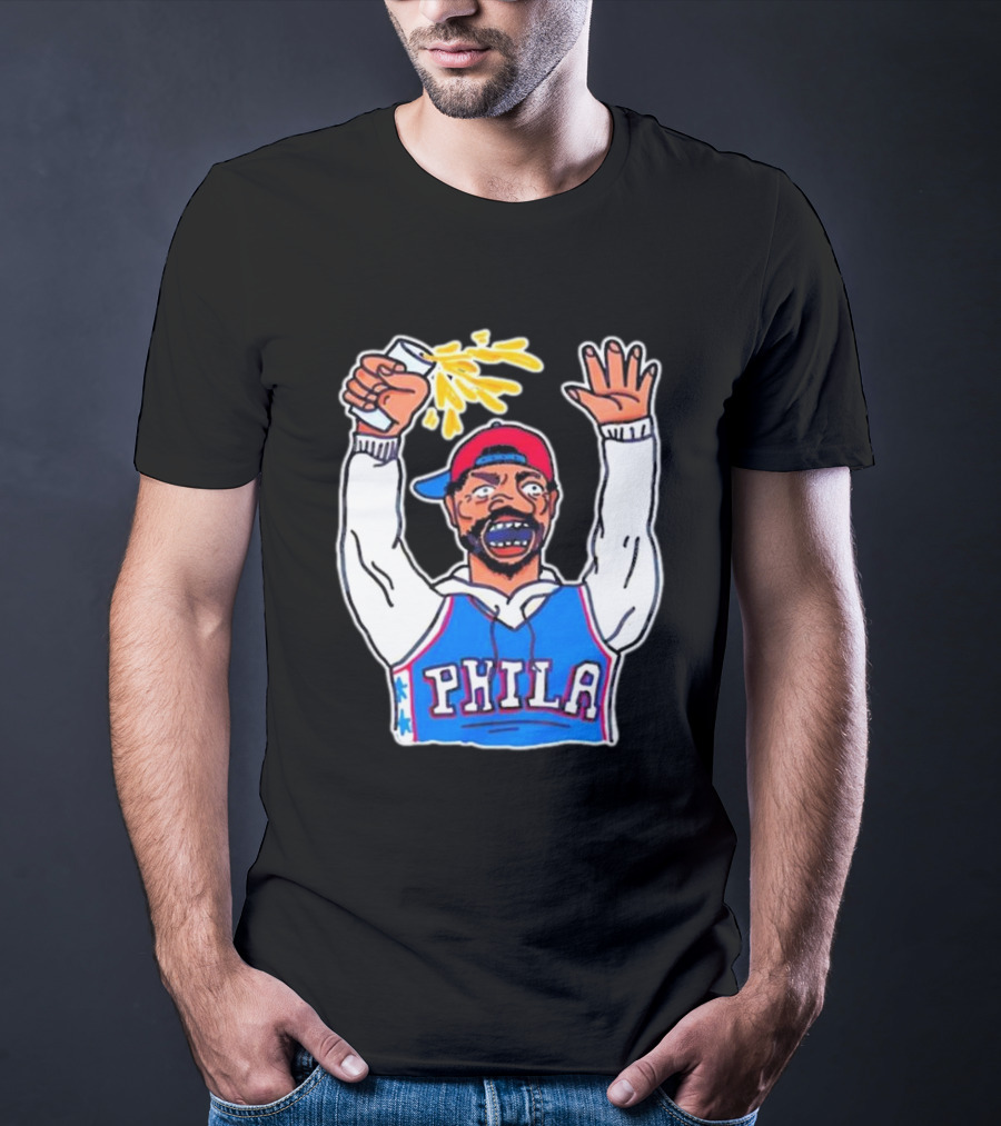 PHILA Basketball Fan With Drink And Raised Hand T-Shirt