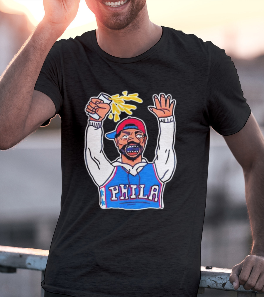 PHILA Basketball Fan With Drink And Raised Hand T-Shirt