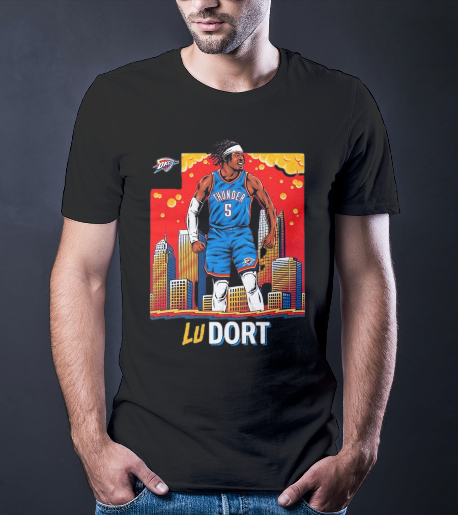 Oklahoma City Thunder Lu Dort OKC Skyline Basketball T-Shirt