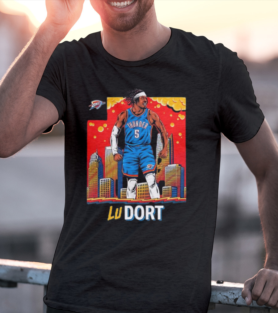 Oklahoma City Thunder Lu Dort OKC Skyline Basketball T-Shirt