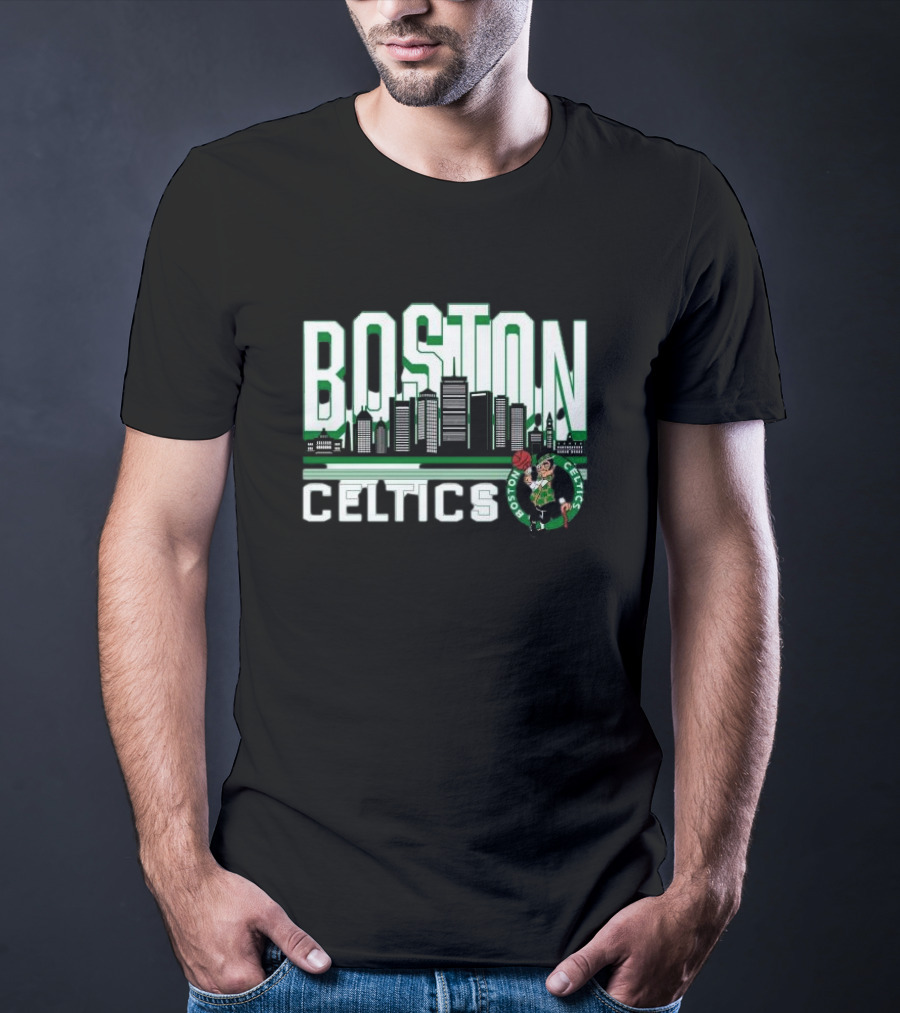 Boston Celtics NBA Basketball Skyline T-Shirt
