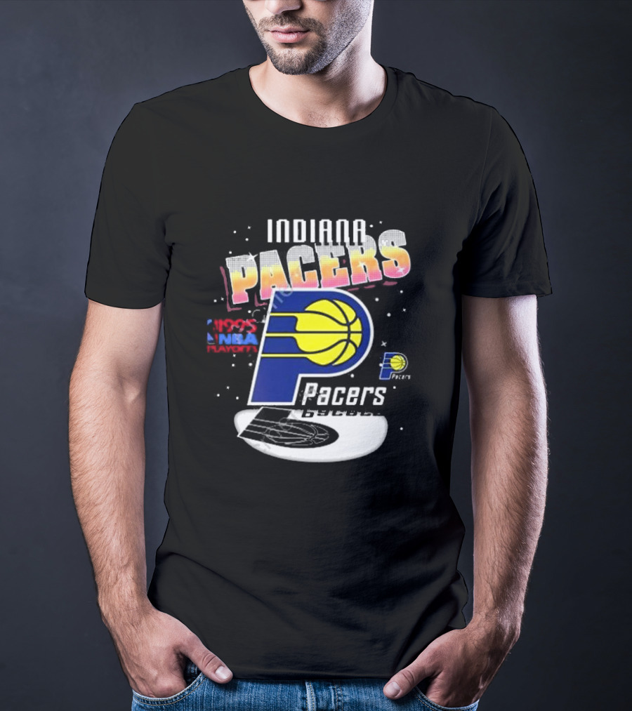 Indiana Pacers 1995 NBA Playoffs Retro Logo And Stars T-Shirt