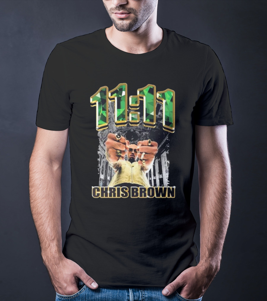 Chris Brown 11 11 Emerald Rings Black And White Architectural Background T-Shirt