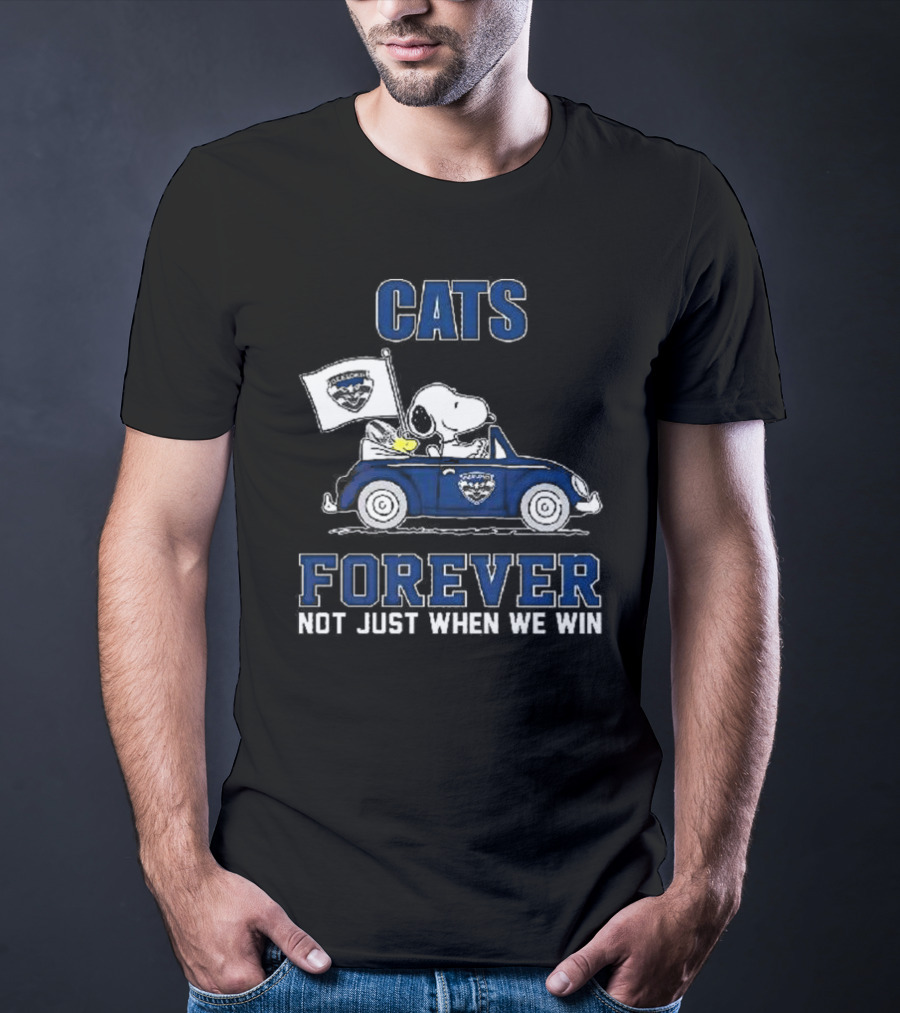 Snoopy Driving Geelong Cats Forever Not Just When We Win T-Shirt