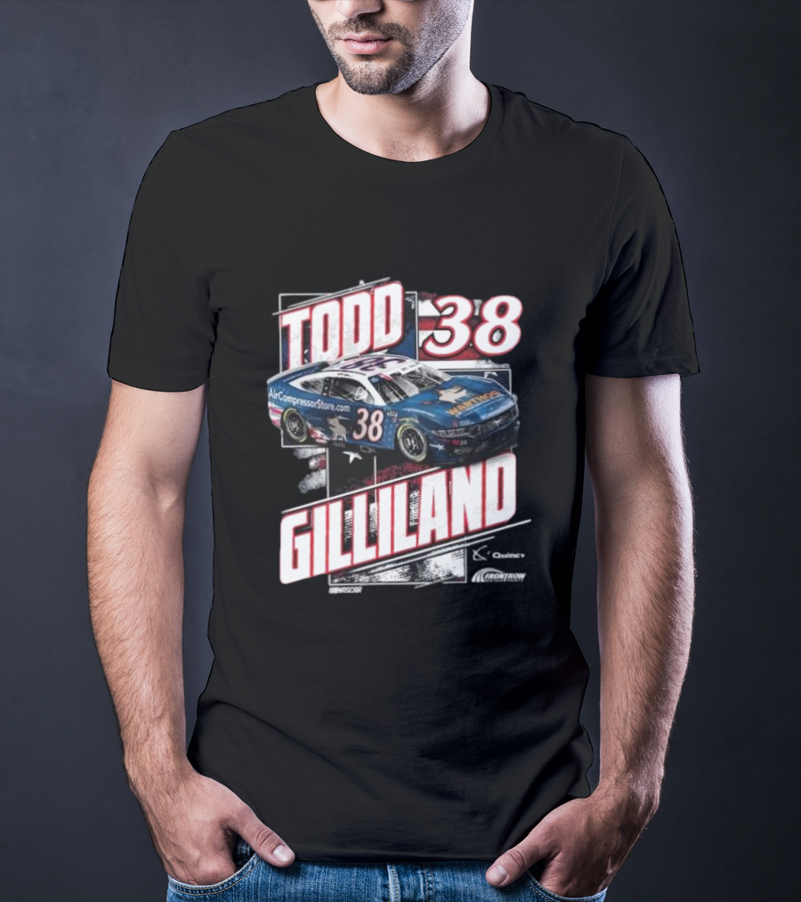 Todd Gilliland 38 Quincy Compressors Checkered Flag Sports Patriotic NASCAR Car T-Shirt