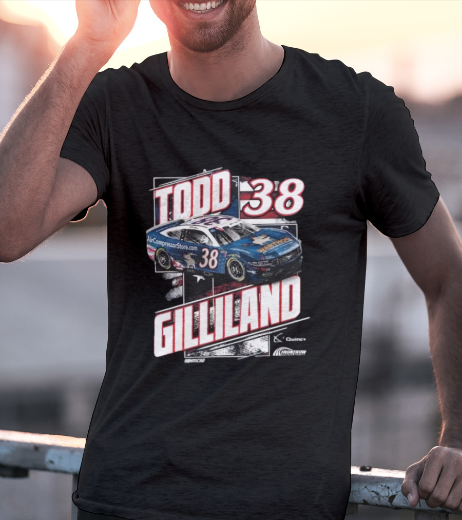 Todd Gilliland 38 Quincy Compressors Checkered Flag Sports Patriotic NASCAR Car T-Shirt