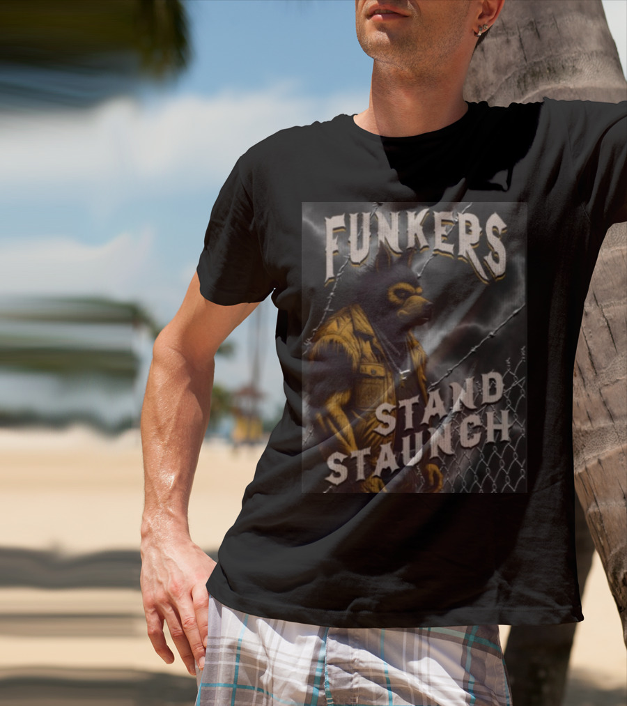 Funkers Stand Staunch Werewolf Against Barbed Fence T-Shirt