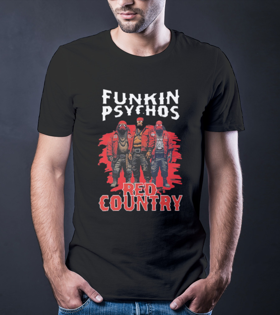 Funkin’ Psychos Red Country Bandana Trio With Inked Jackets T-Shirt