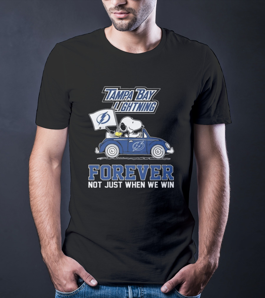 Tampa Bay Lightning Snoopy And Woodstock Driving Forever Not Just When We Win T-Shirt