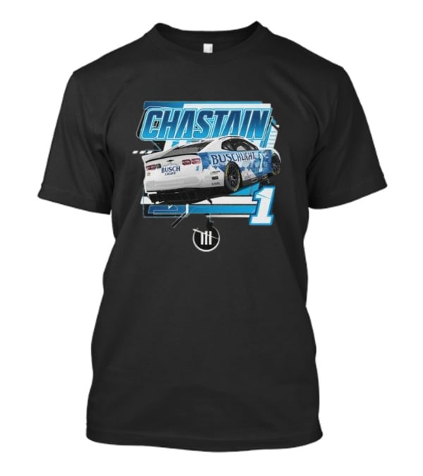 Chastain Trackhouse Racing Busch Light Car 1 Heather Charcoal T-Shirt