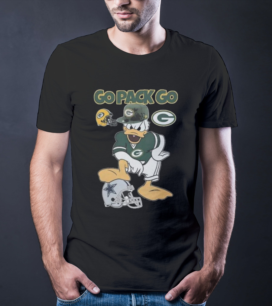 Go Pack Go Donald Duck Green Bay Packers Defeats Dallas Cowboys Helmet T-Shirt