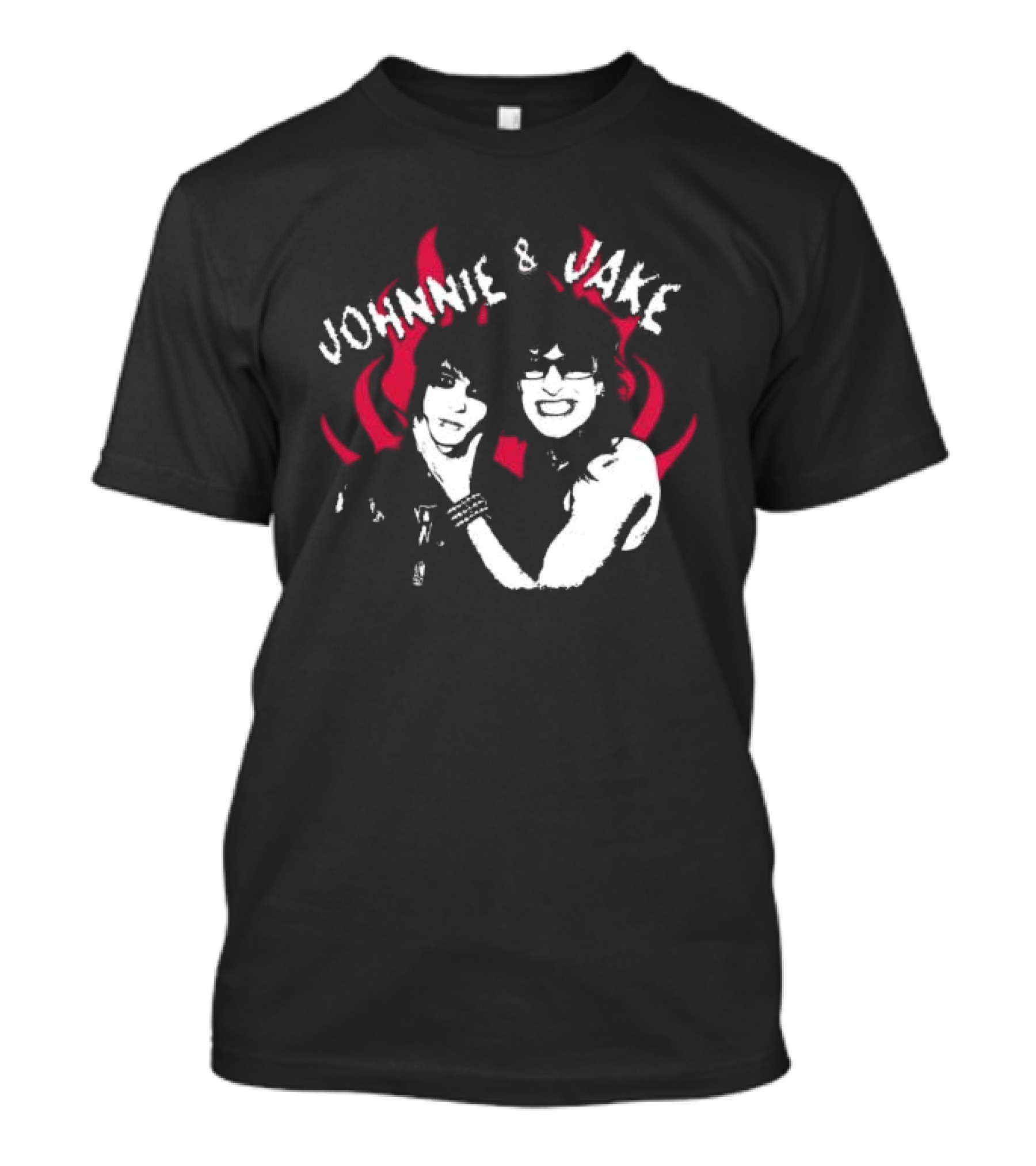 Johnnie And Jake Punk Rock Duo With Fiery Background T-Shirt