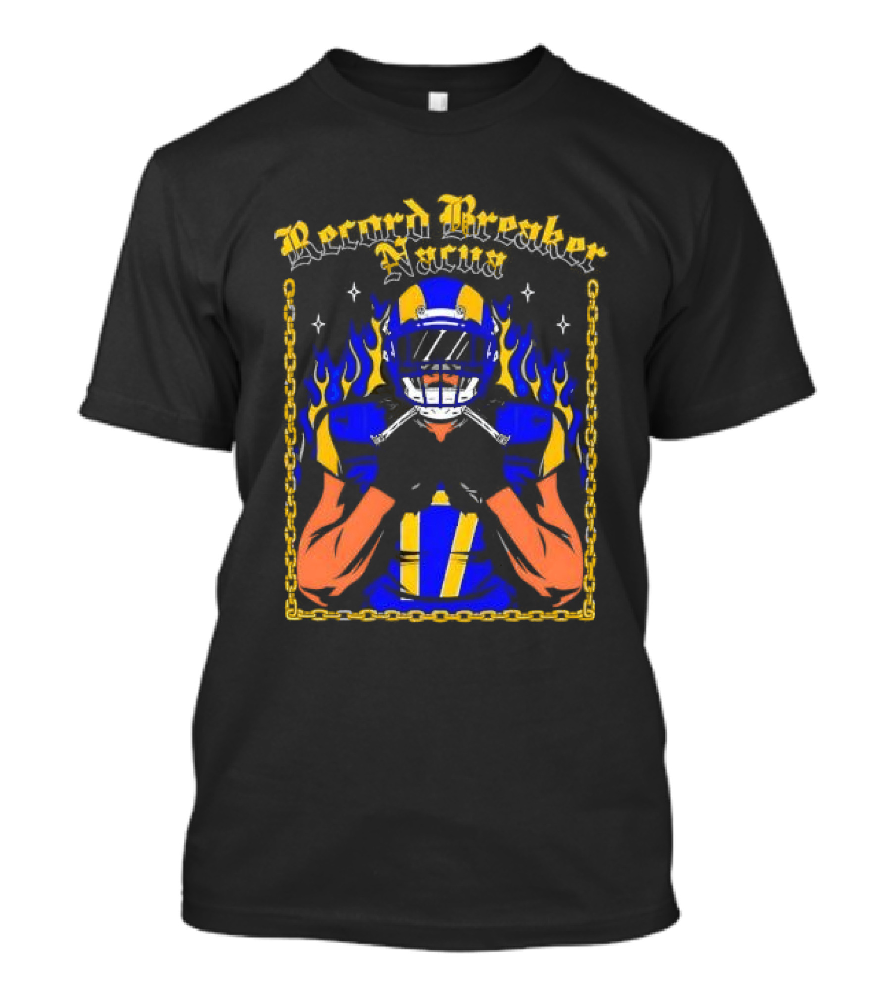 Record Breaker Nacua Football Flame And Chain T-Shirt