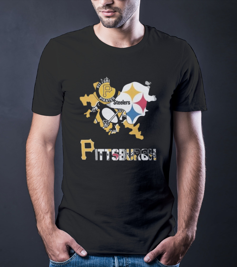 Pittsburgh Pirates Steelers Map T-Shirt