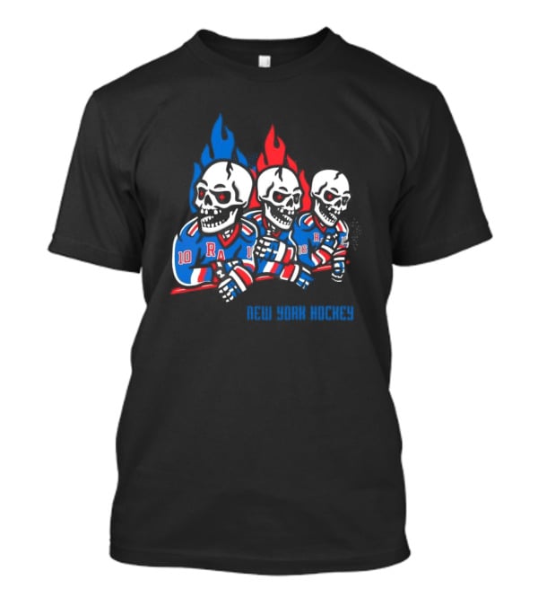 New York Hockey Skeletons With Flames Rangers T-Shirt