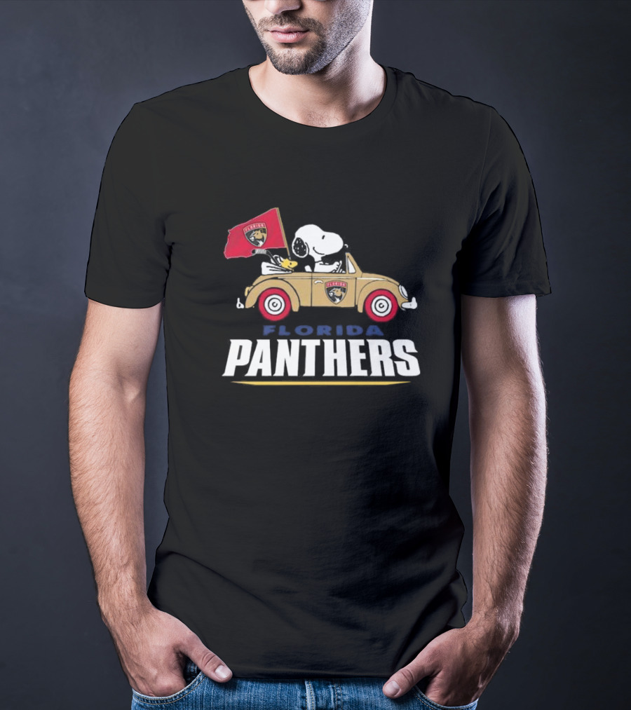 Florida Panthers Hockey Snoopy Driving Classic Car Fan T-Shirt