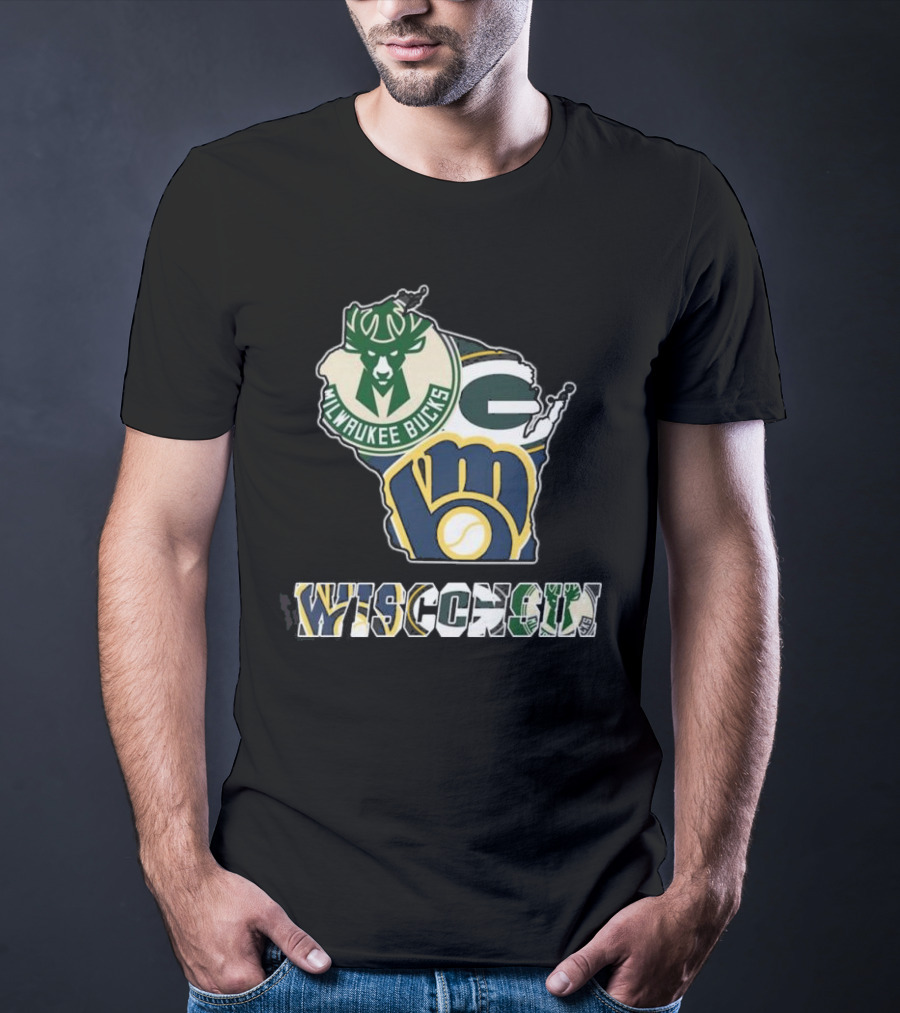 Milwaukee Bucks Green Bay Packers Milwaukee Brewers Wisconsin Team T-Shirt