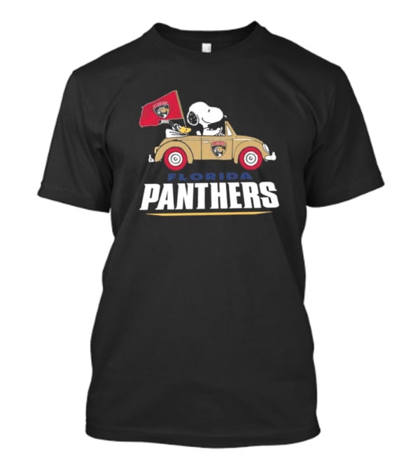 Florida Panthers Snoopy Driving Car With Hockey Flag T-Shirt