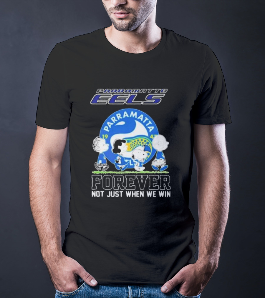Parramatta Eels Peanuts Characters Walking Forever Not Just When We Win T-Shirt