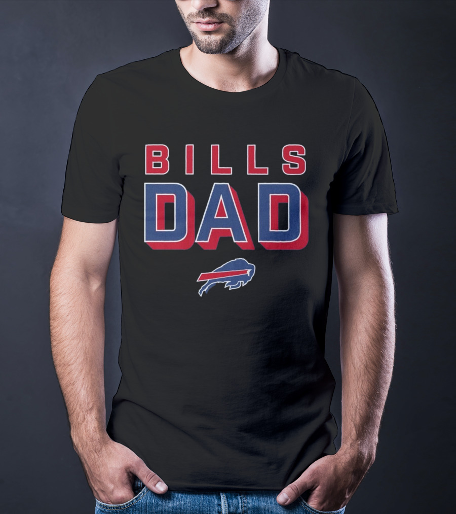 Buffalo Bills Dad Red Blue Bold Lettering T-Shirt