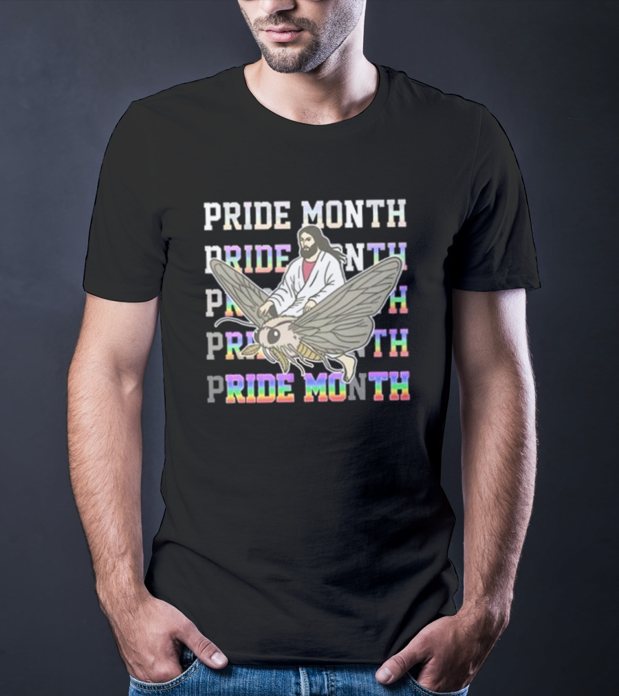 Pride Month Jesus Riding Moth T-Shirt