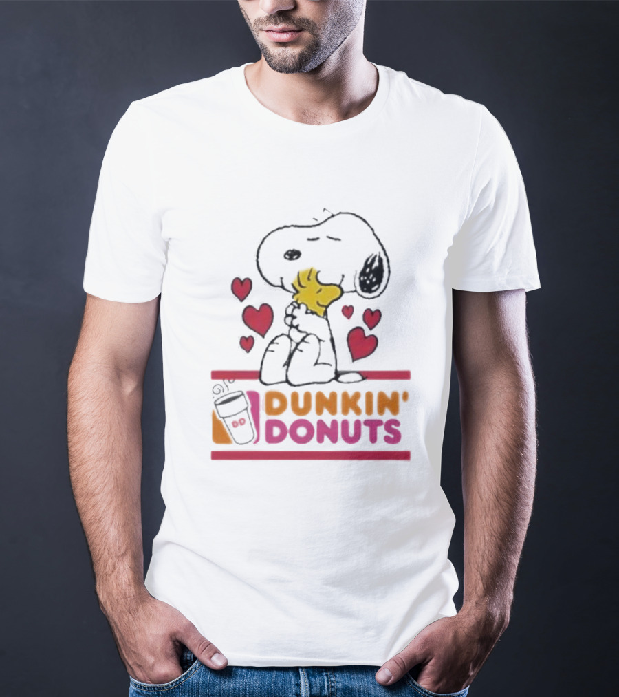 Snoopy And Woodstock With Hearts Dunkin' Donuts T-Shirt