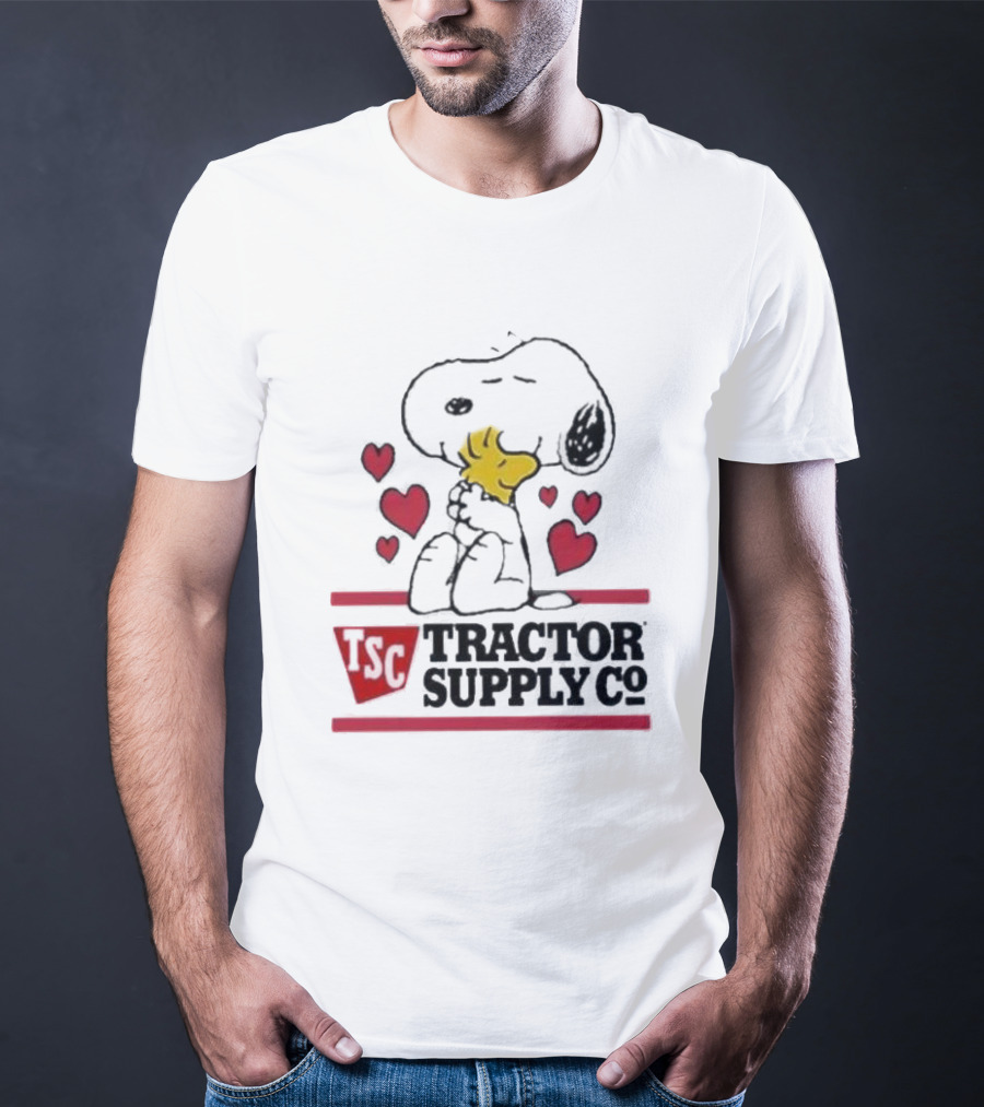 Snoopy Woodstock Hearts Tractor Supply Co Logo With TSC Emblem T-Shirt