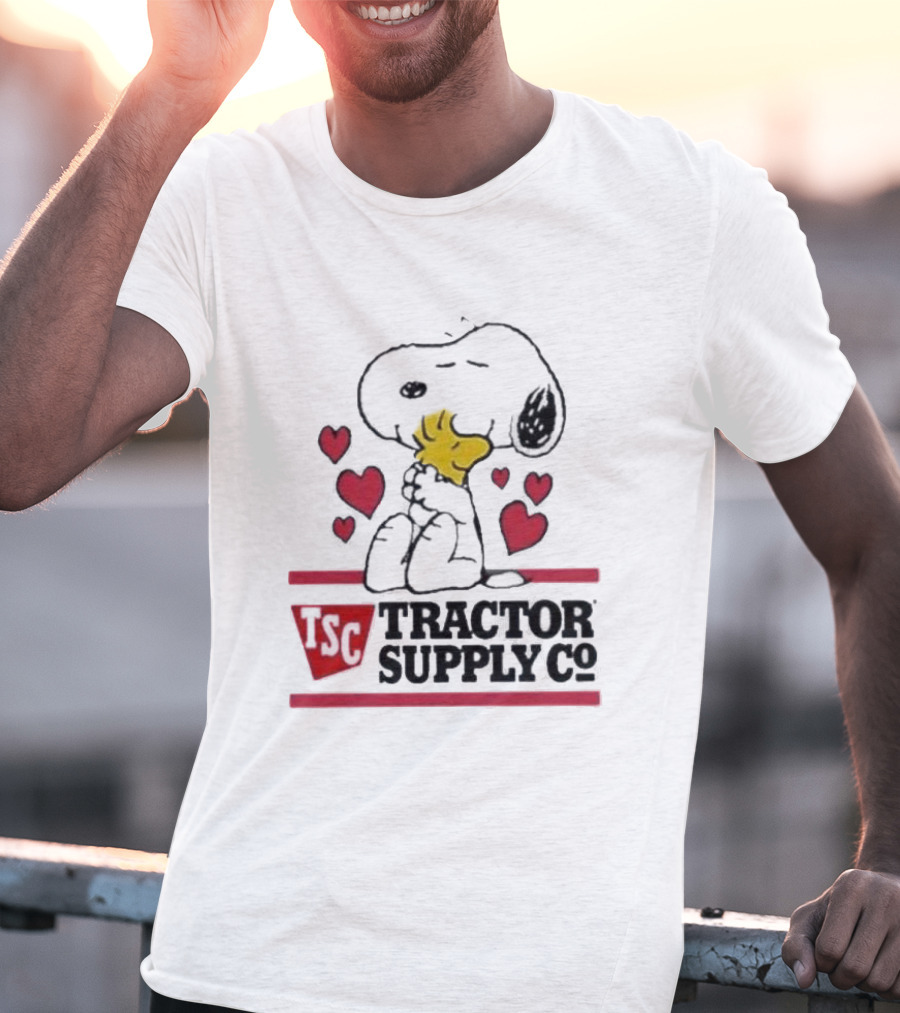 Snoopy Woodstock Hearts Tractor Supply Co Logo With TSC Emblem T-Shirt