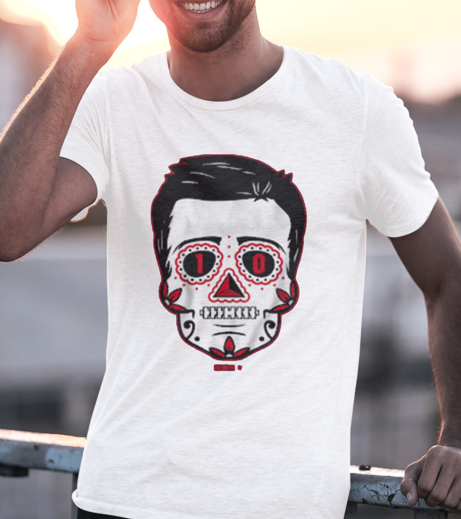 Drake Maye Sugar Skull Football Themed T-Shirt