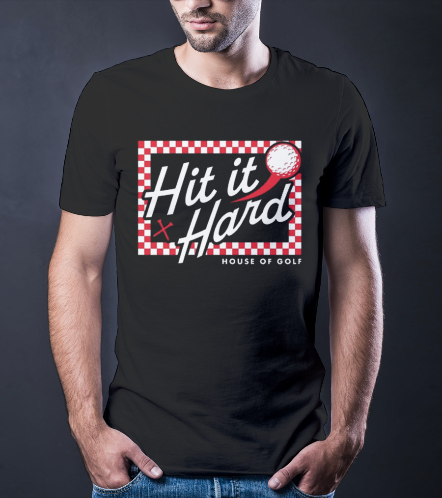 Hit It Hard Checkerboard House Of Golf Red White Golf Ball T-Shirt