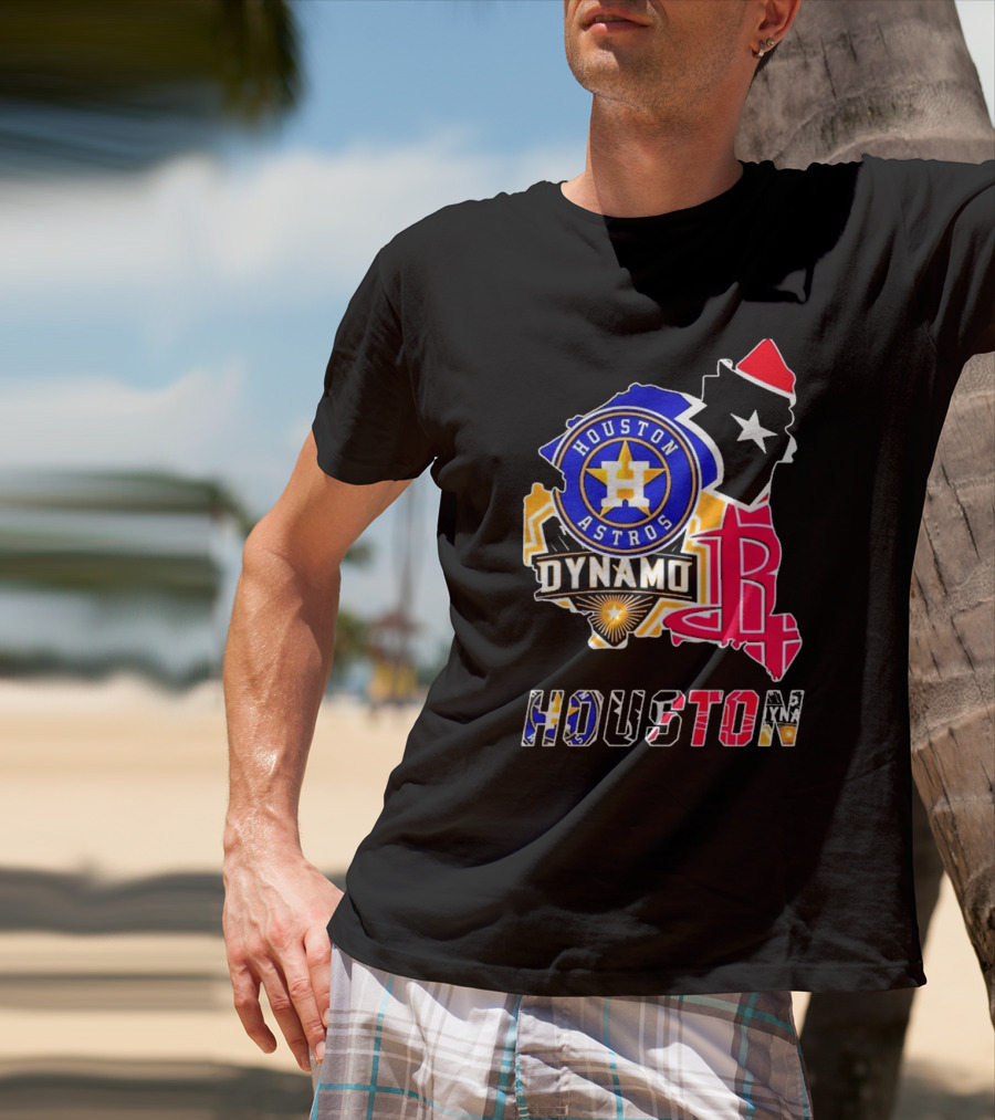 Houston Astros Dynamo Rockets Texas Map Sports Team T-Shirt