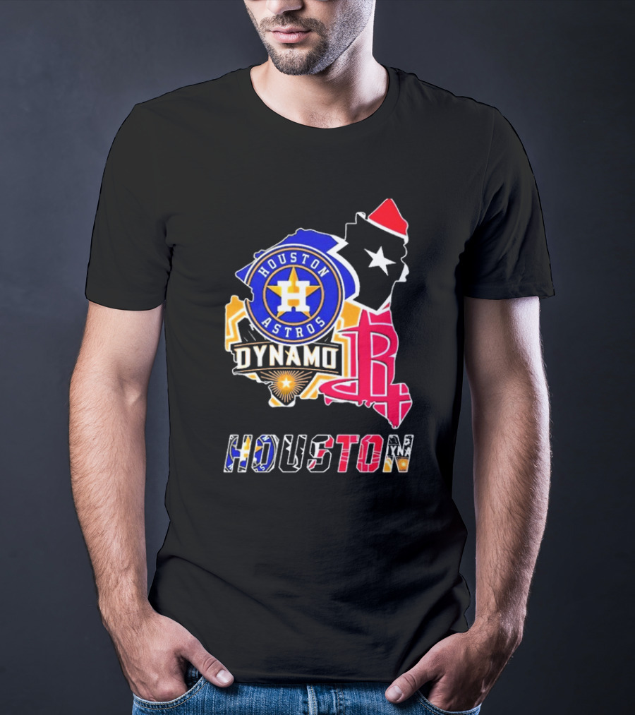 Houston Astros Dynamo Rockets Texas Map Sports Team T-Shirt