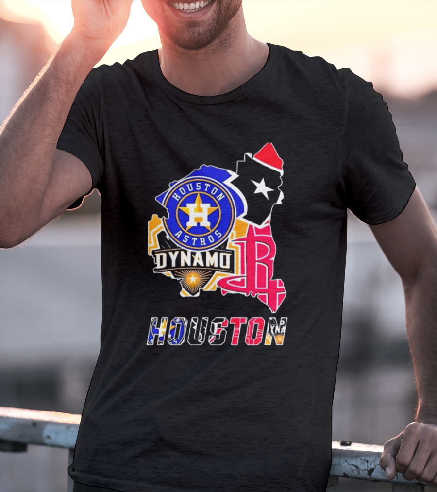 Houston Astros Dynamo Rockets Texas Map Sports Team T-Shirt