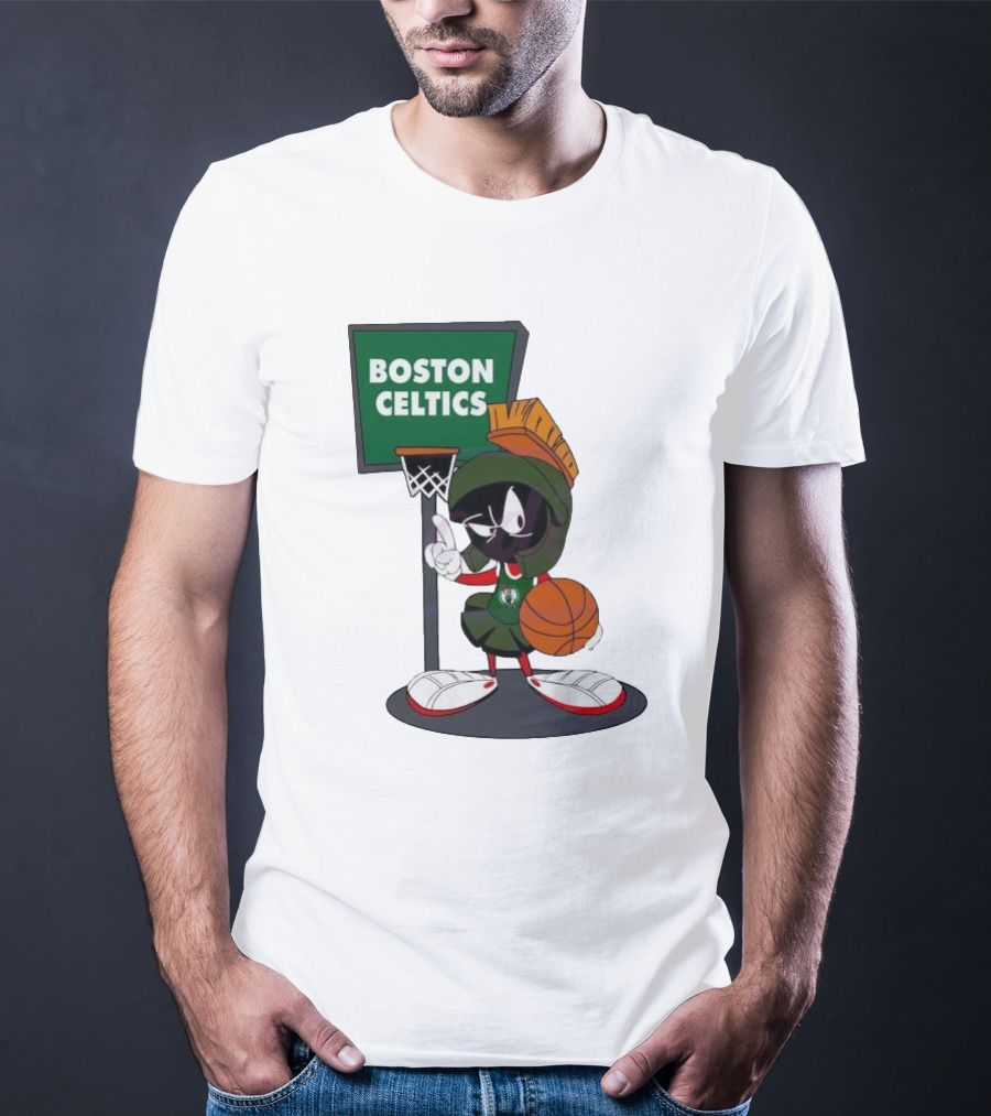Boston Celtics Looney Tunes Marvin The Martian Basketball Hoop T-Shirt