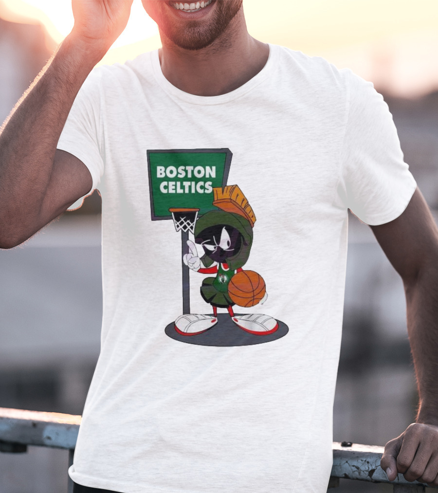 Boston Celtics Looney Tunes Marvin The Martian Basketball Hoop T-Shirt