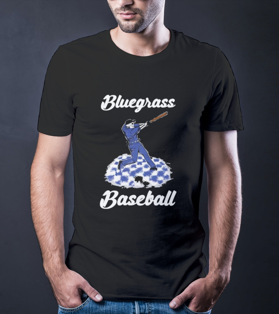 Bluegrass Baseball Batter With Blue And White Checkerboard Field T-Shirt