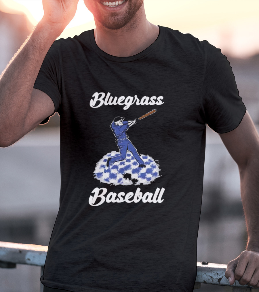 Bluegrass Baseball Batter With Blue And White Checkerboard Field T-Shirt