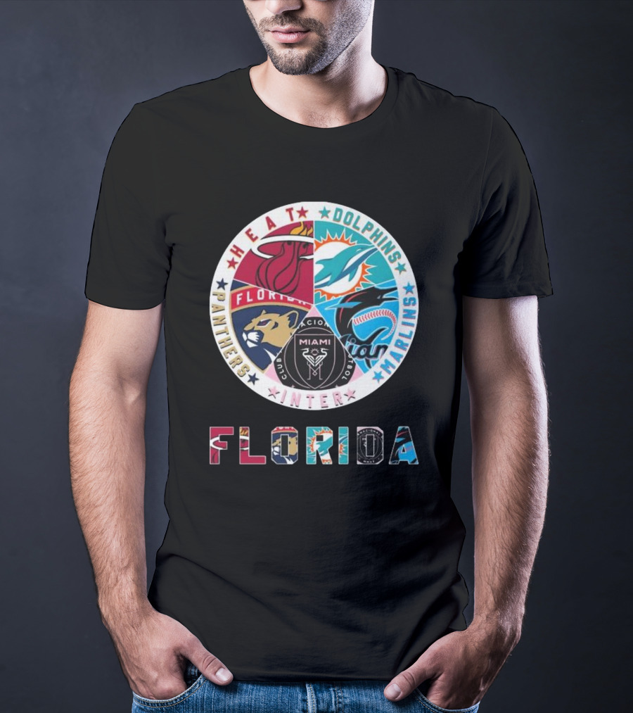 Florida Heat Dolphins Marlins Inter Panthers Sports T-Shirt