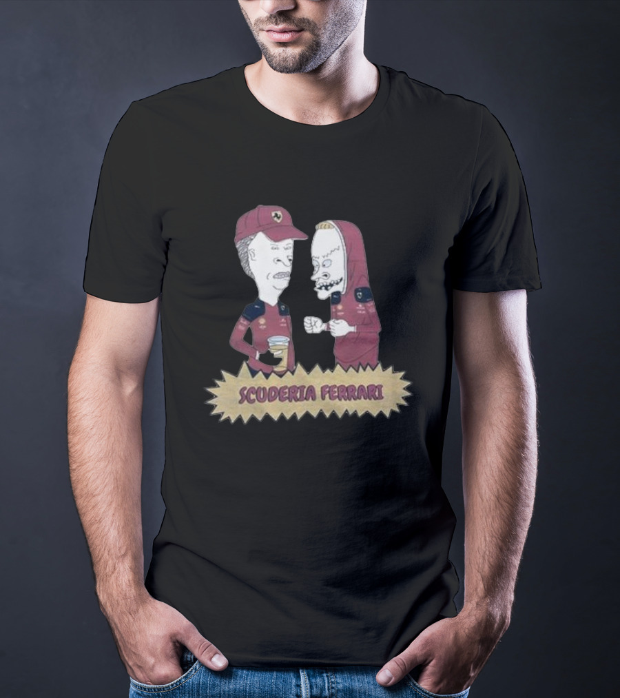 Scuderia Ferrari Beavis And Butthead Enzo Ferrari Racing Team Characters Collaboration T-Shirt