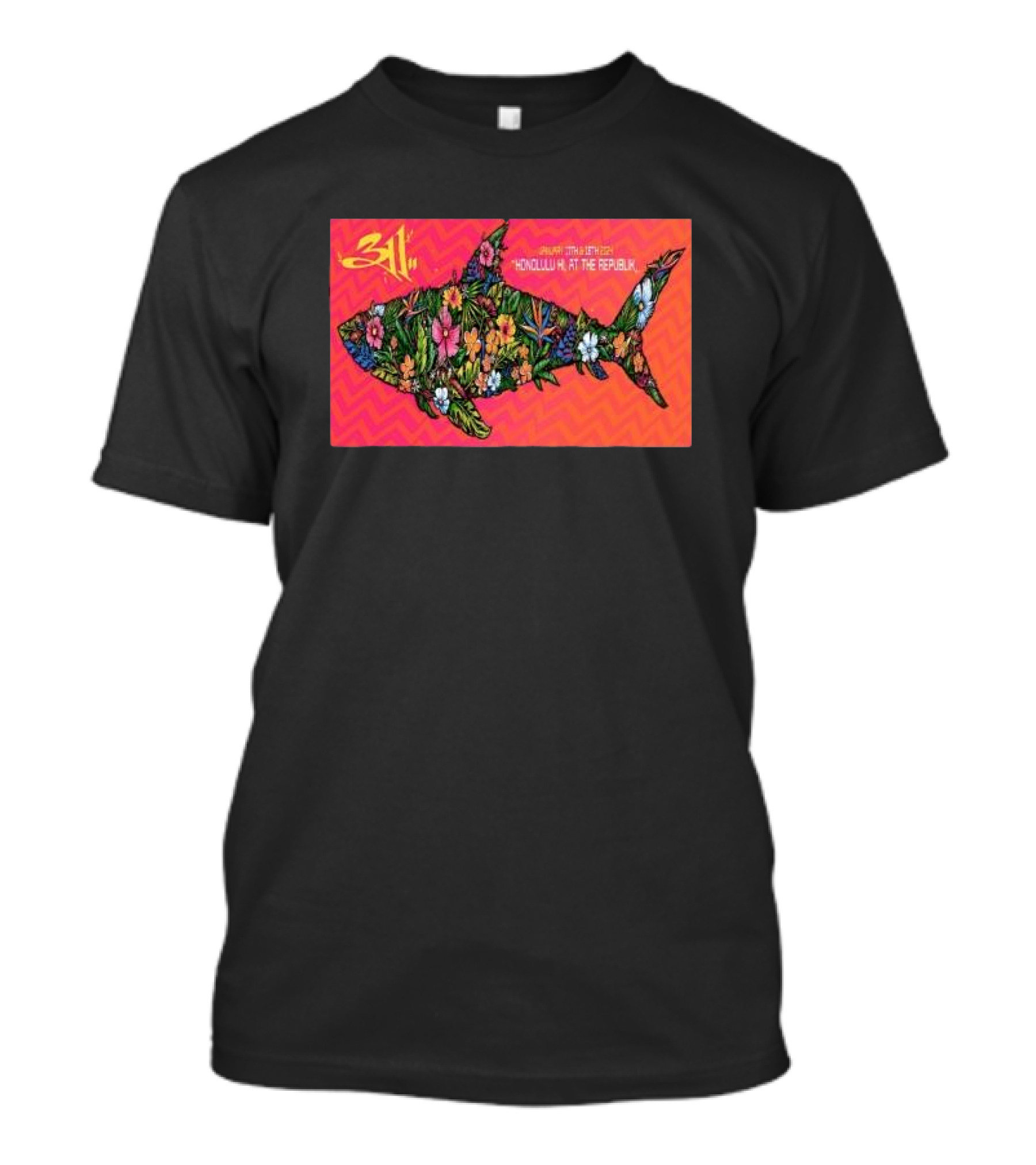 311 January 17-18 Honolulu HI The Republik Floral Shark T-Shirt